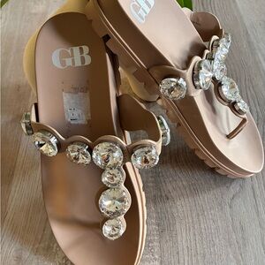 Gianni Bini Tan Sandals with Sparkling Embellishments
